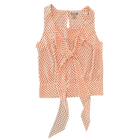 H&M Y2K Vintage White/Red Polka Dot Sleeveless Blouse w/ Tie Front Size 4/Small - Picture 2 of 12